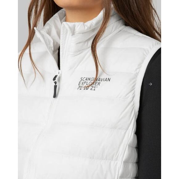Scandinavian Explorer White Down Feather Puffer Vest with Travel Bag Medium - Picture 7 of 8